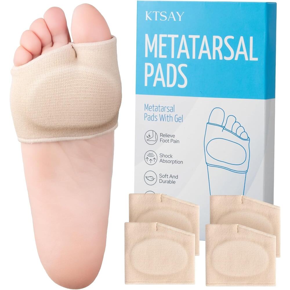 New Ktsay 2 Pairs Large Tan Nylon Metatarsal Ball of Foot Pain Relief Gel Pads